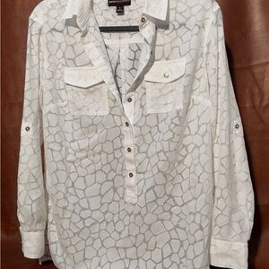 Dana Buchman Cream Patterned Blouse
